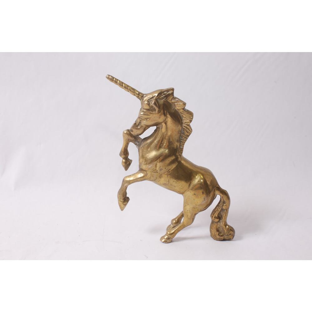 Vintage Unicorn Gold-tone Brass Figurine Fantasy Decor ~ 260325-WH 1045